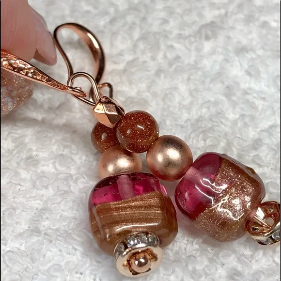💋✨pretty murano/Italian glass and rose gold earrings - Picture 4 of 10